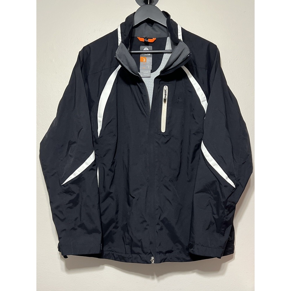 Nike ACG Shell Jacket Womens L Black White Waterproof Rain Hiking Lightweight